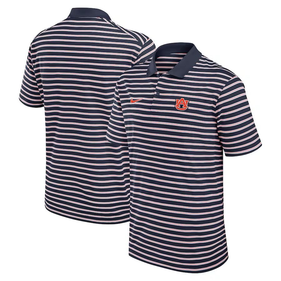 AU NIKE SOLID FOUNDATION STRIPED NAVY POLO