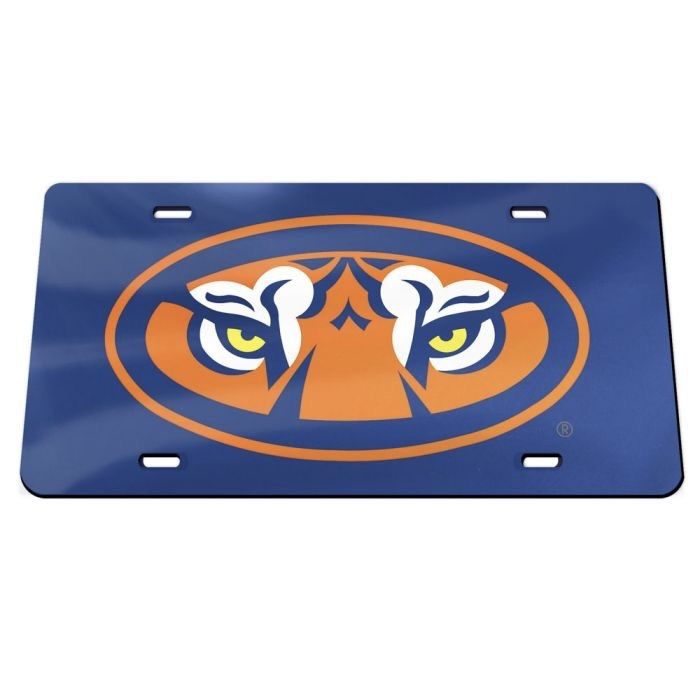 AU WINCRAFT NAVY/ORANGE TIGER EYES LICENSE PLATE