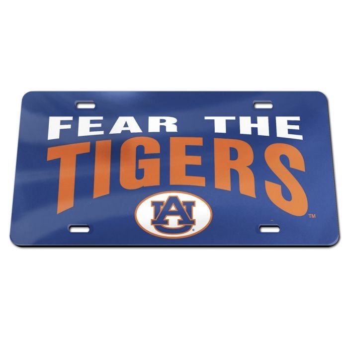 AU WINCRAFT NAVY/ORANGE FEAR THE TIGERS LICENSE PLATE