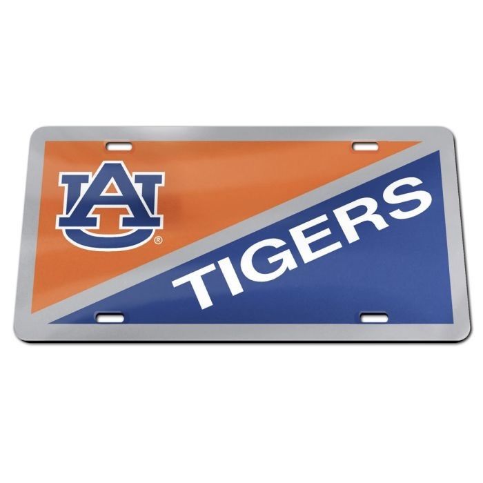 AU WINCRAFT SILVER/ORANGE/NAVY DIAGONAL LICENSE PLATE