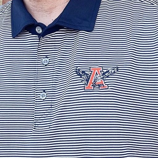 AU C&B VAULT EAGLE NAVY STRIPE POLO