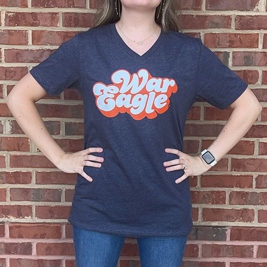 AU GROOVY WAR EAGLE NAVY V-NECK
