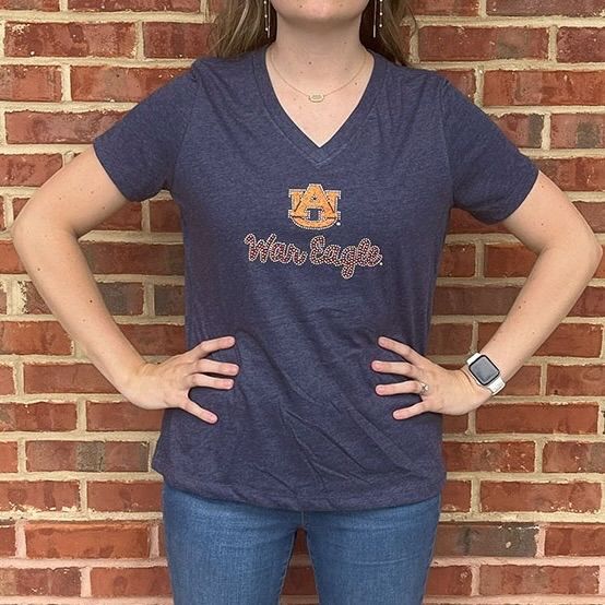 AU SPARKLE WAR EAGLE NAVY V-NECK