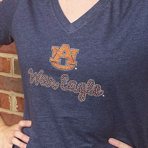 AU SPARKLE WAR EAGLE NAVY V-NECK