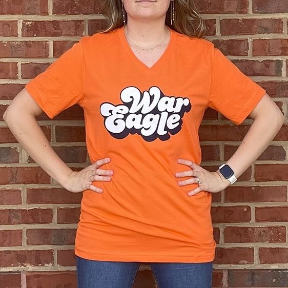 AU GROOVY WAR EAGLE ORANGE V-NECK