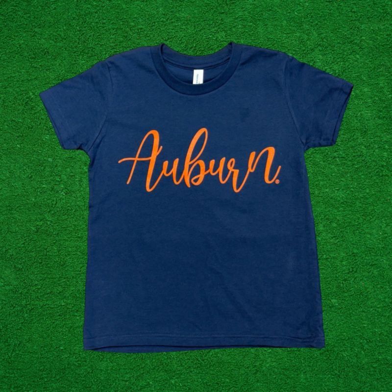 CURSIVE AUBURN NAVY YOUTH TEE