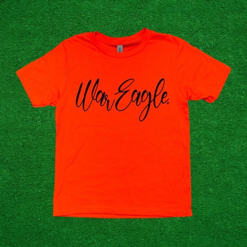 CURSIVE WAR EAGLE ORANGE YOUTH TEE