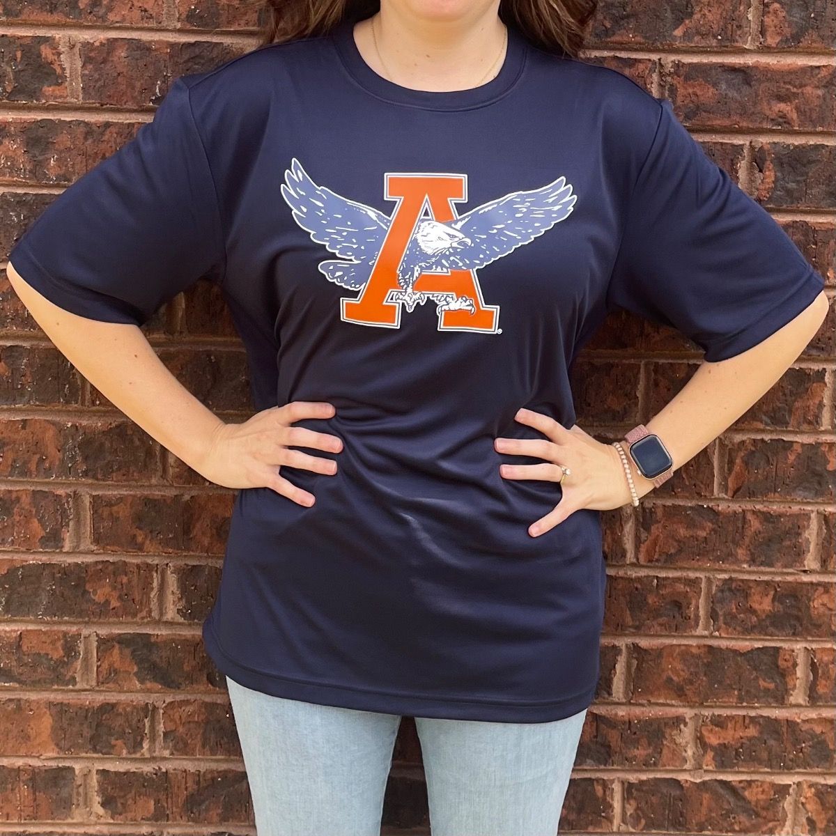AU S&G THROWBACK EAGLE NAVY DRY FIT TEE