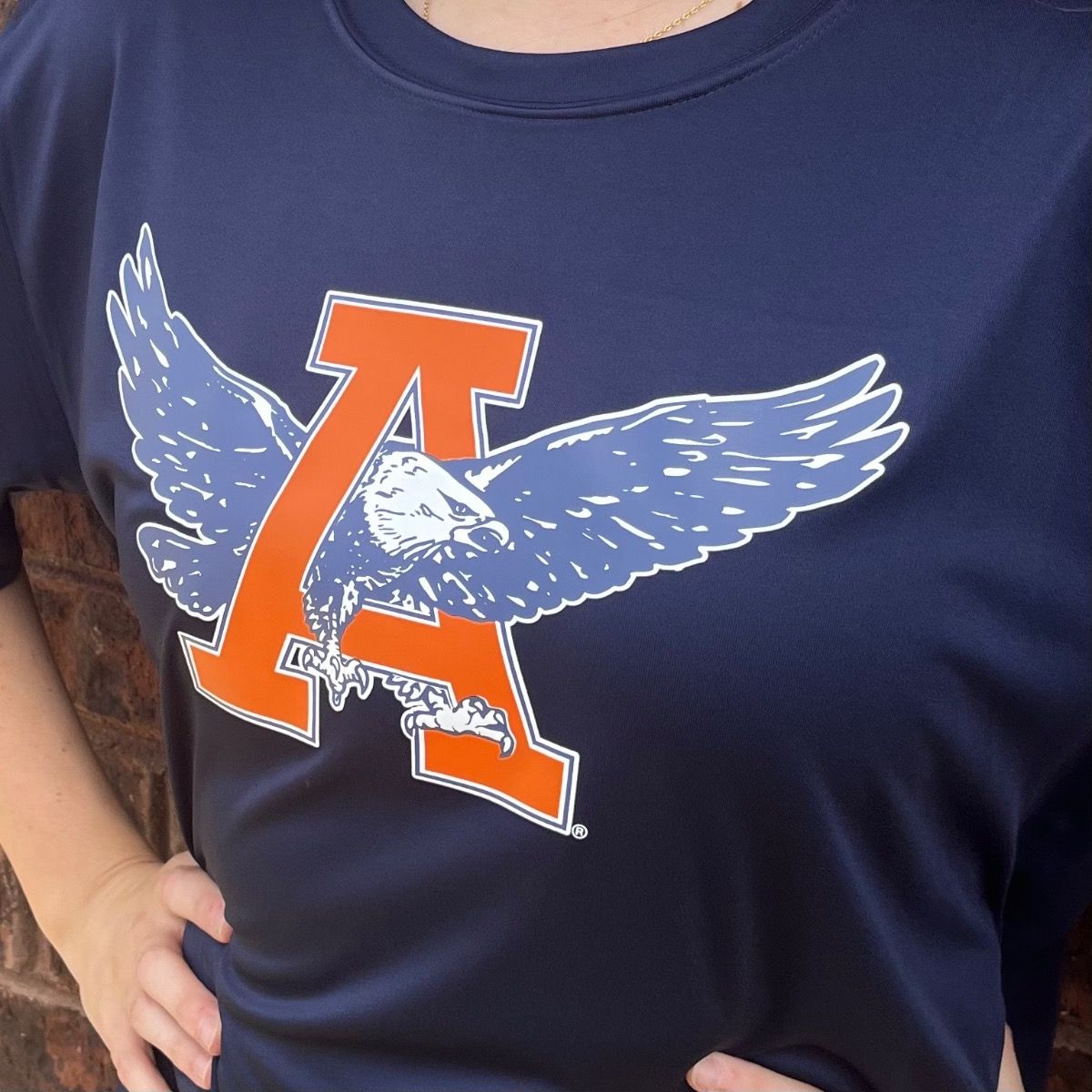 AU S&G THROWBACK EAGLE NAVY DRY FIT TEE