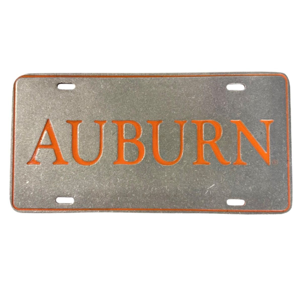 AU JARDINE PEWTER/ORANGE AUBURN LICENSE PLATE