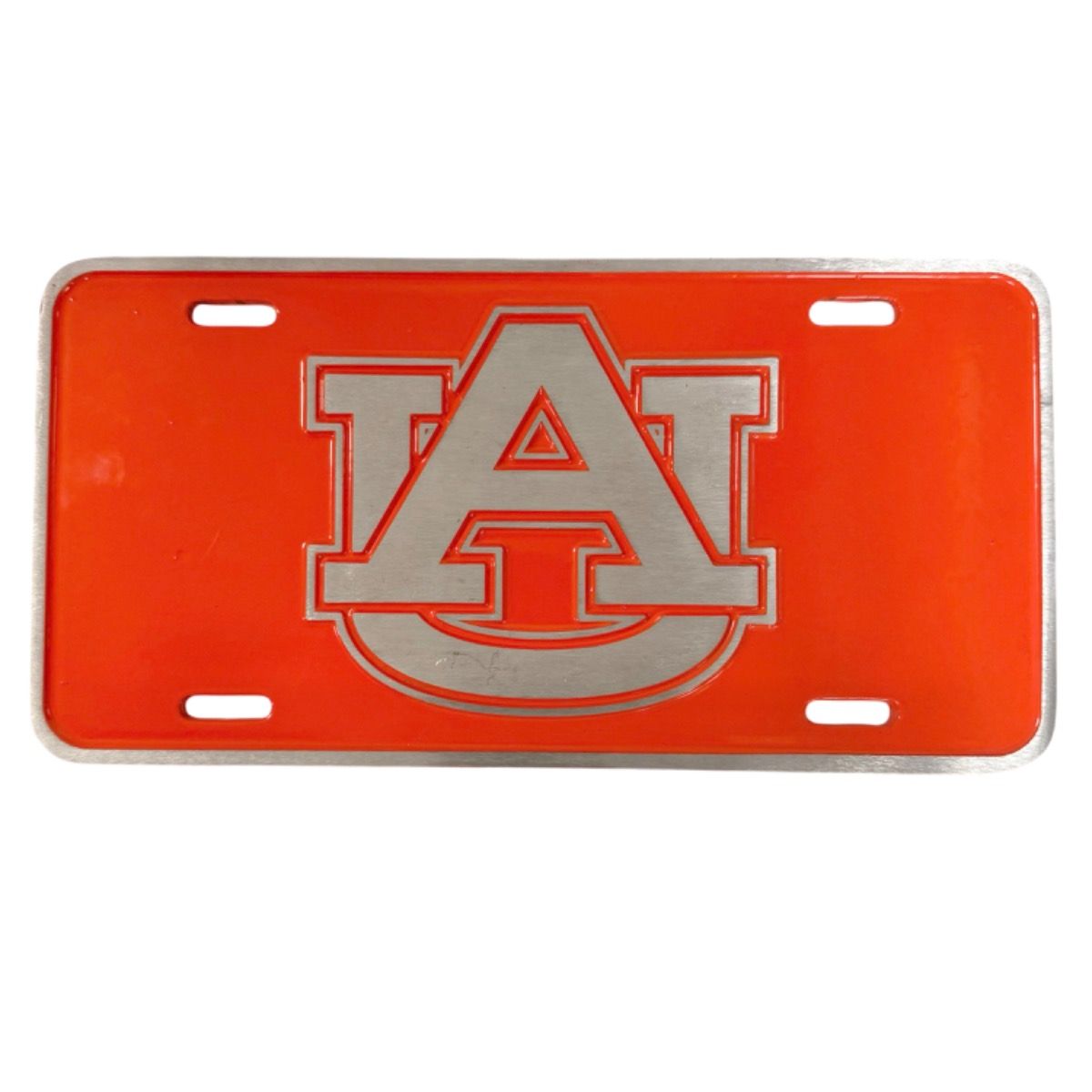 AU OLDE COUNTRY ORANGE PAINTED PEWTER AU LICENSE PLATE