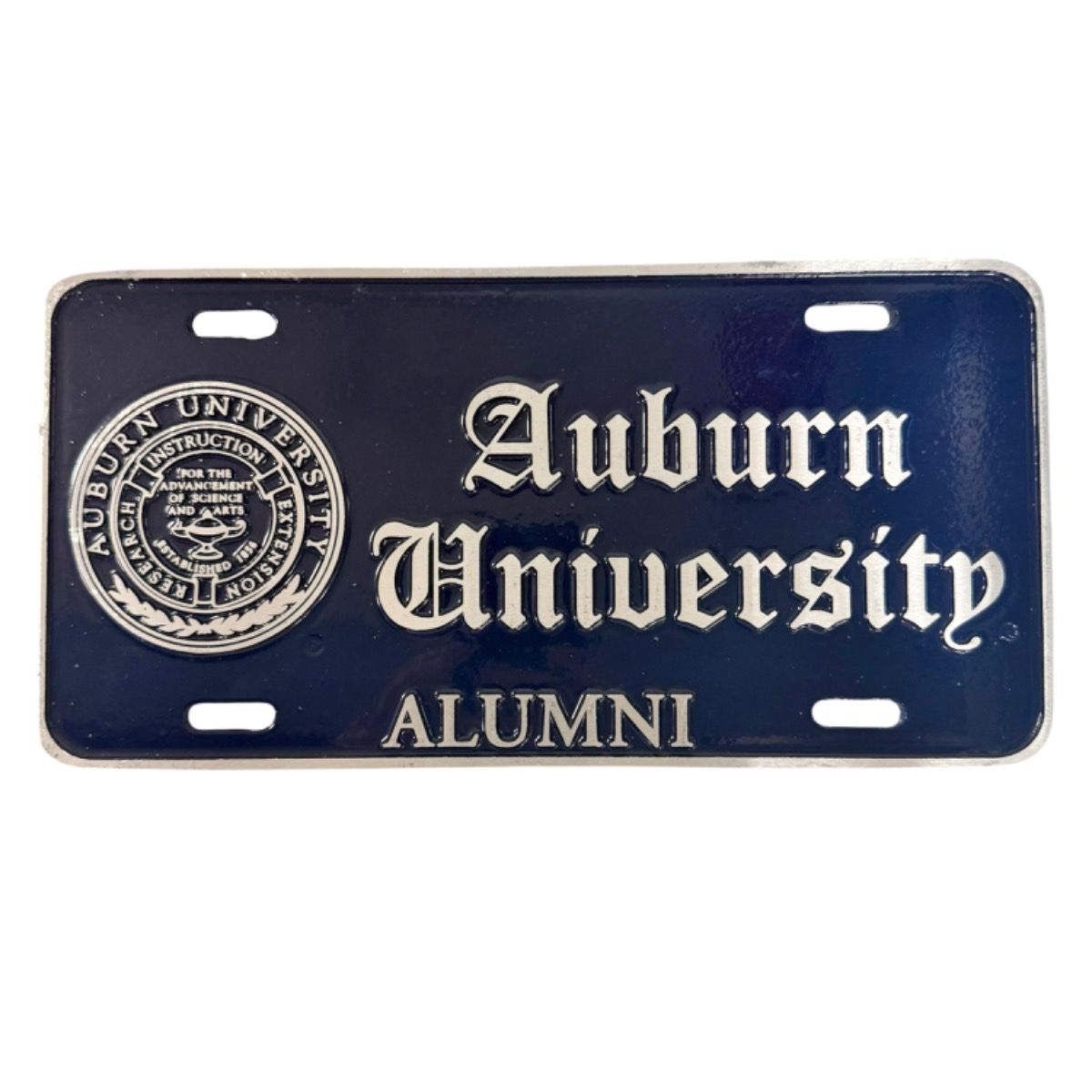 AU OLDE COUNTRY NAVY PAINTED PEWTER SEAL ALUMNI LICENSE PLATE