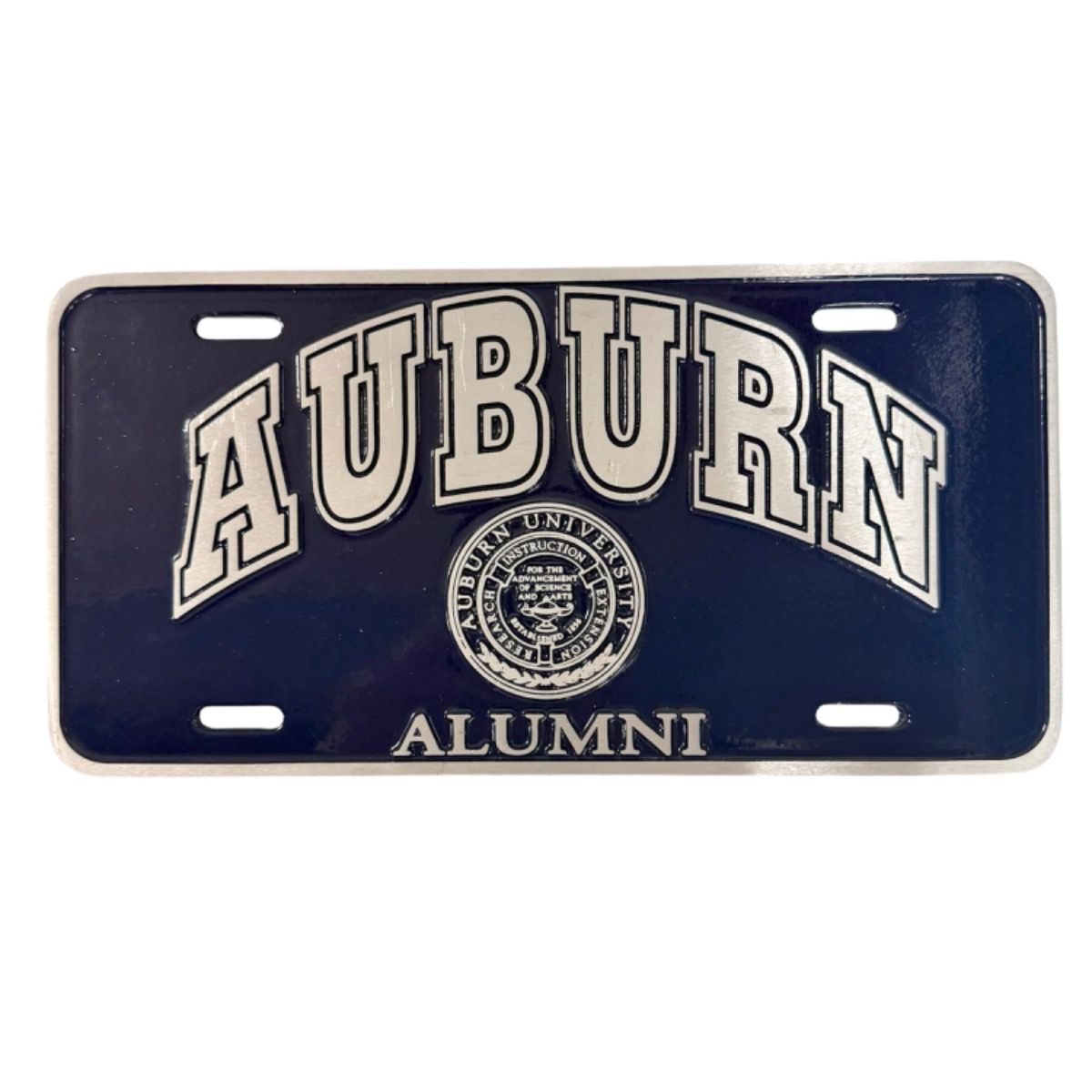 AU OLDE COUNTRY NAVY PAINTED PEWTER ALUMNI LICENSE PLATE