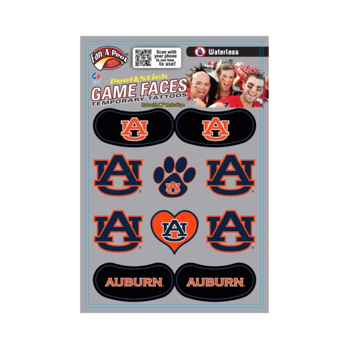 AU FAN-A-PEEL COMBO TEMPORARY TATTOOS (10 PACK)