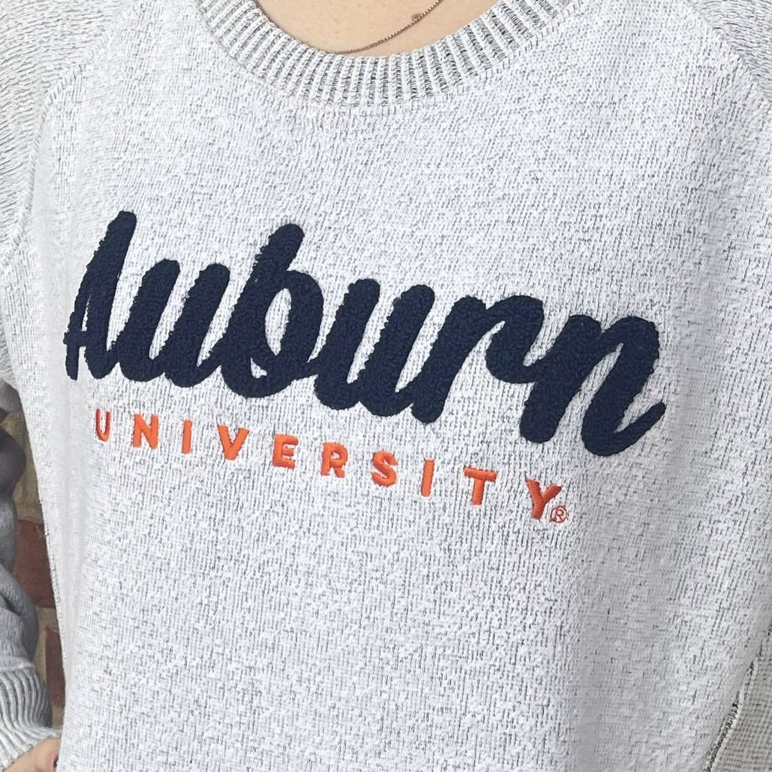 AU PRESSBOX AUBURN OATMEAL MELANGE FLEECE